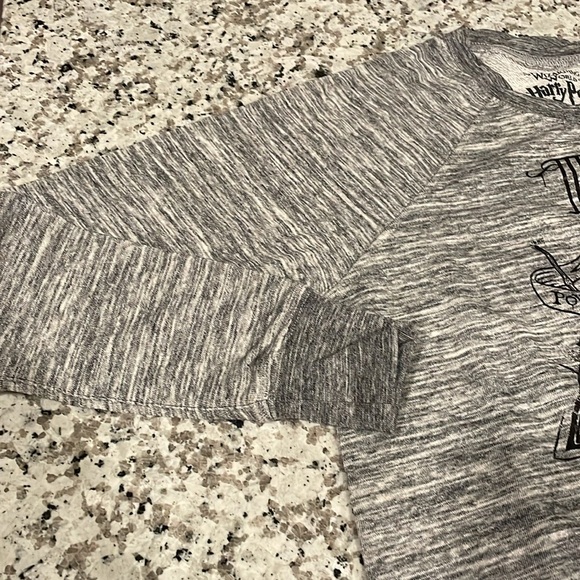 Harry Potter The Deathly Hollows light heathered gray terry-back sweater NWT XS - Picture 6 of 11